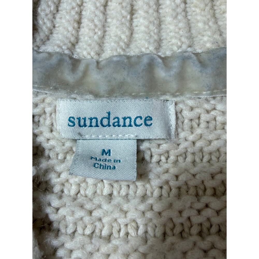 Sundance Cream Fisherman Cable Knit Chunky Cardigan Sweater M Old Money Heritage - Picture 4 of 10